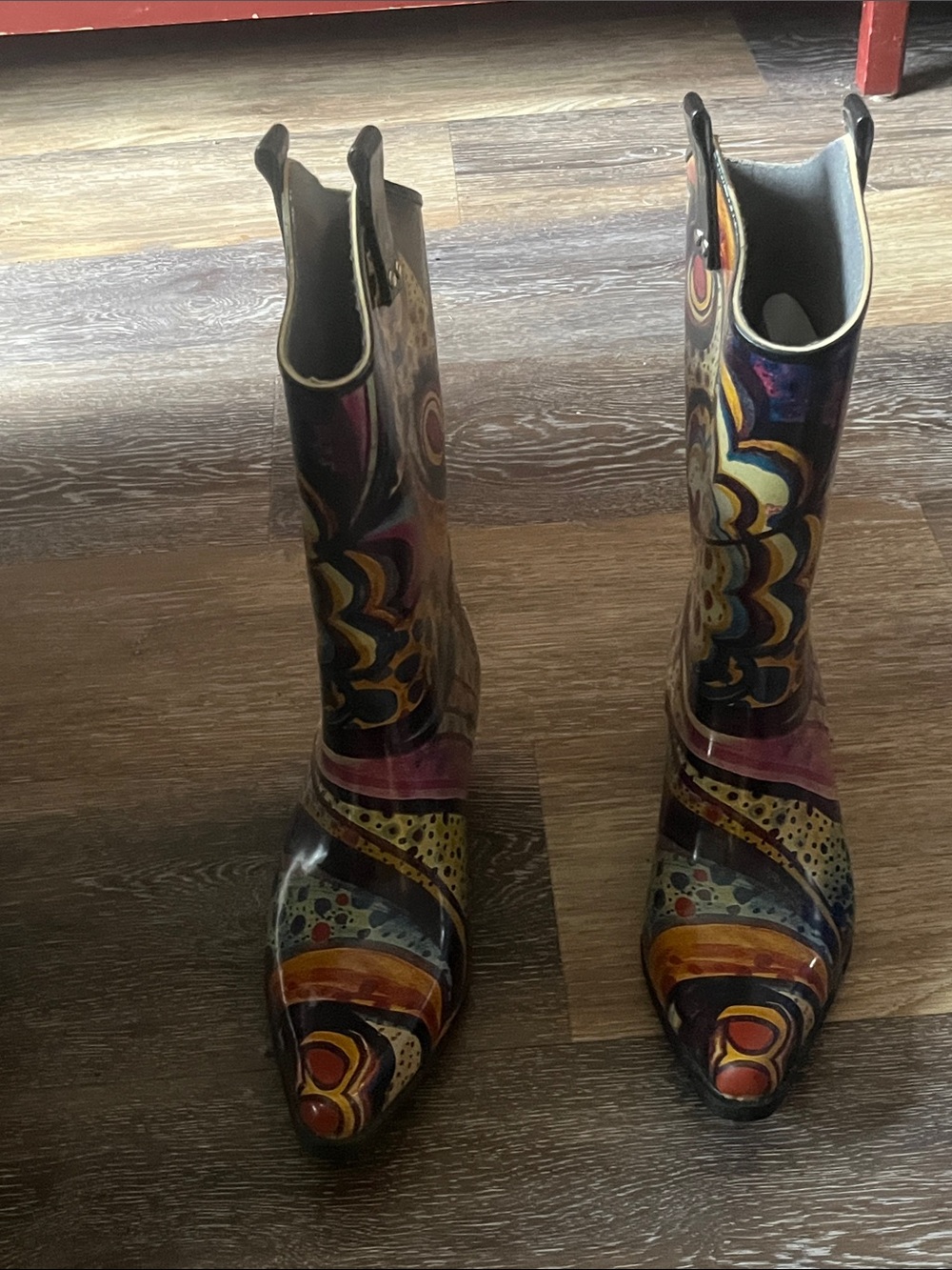 Colorful Patterned Women's Rain Boots - Multicolor